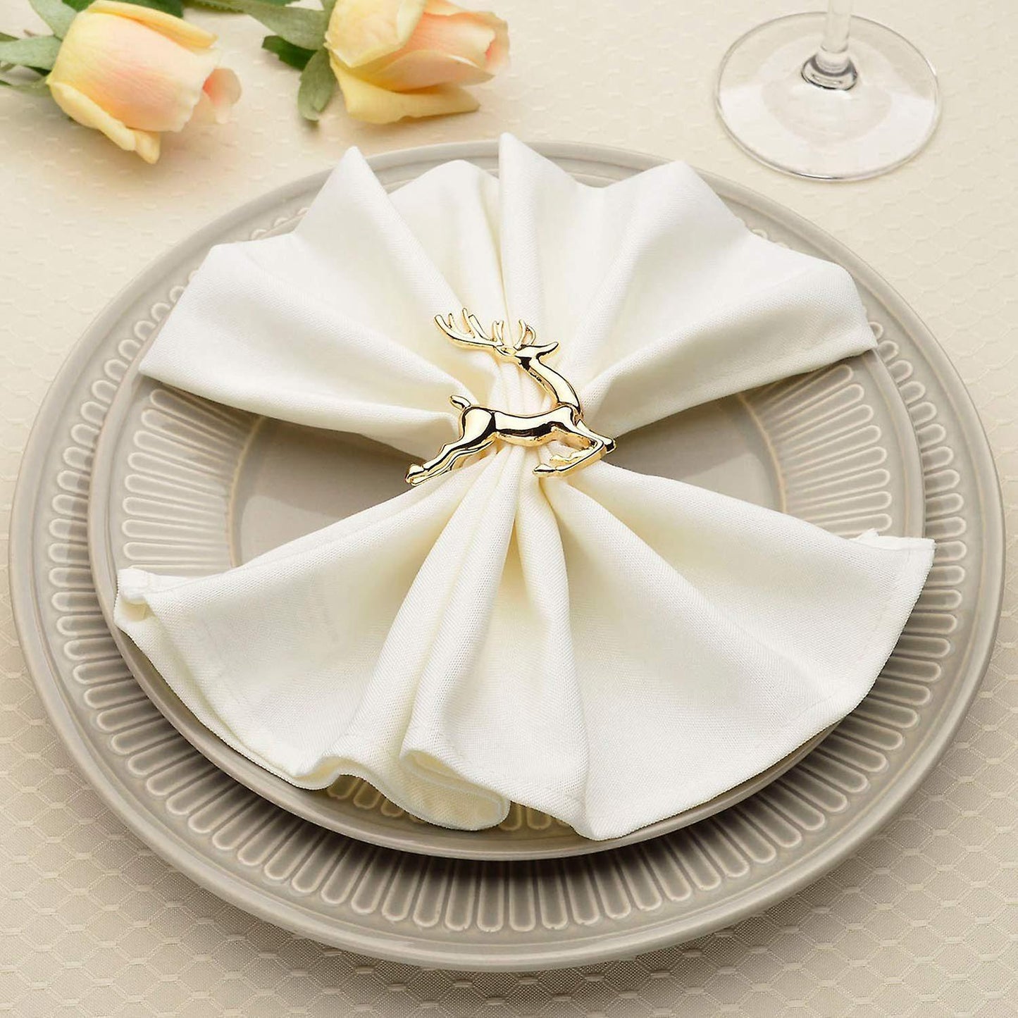 4 Pcs Alloy Napkin Rings Deer Napkin Holders Adornment Rings Set