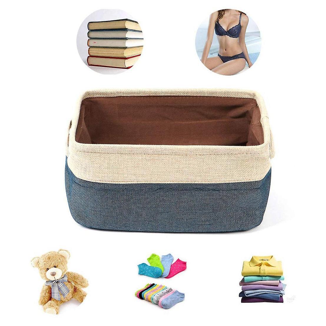 Storage Bins,fabric Storage Basket with Dual Handles Dark Blue S