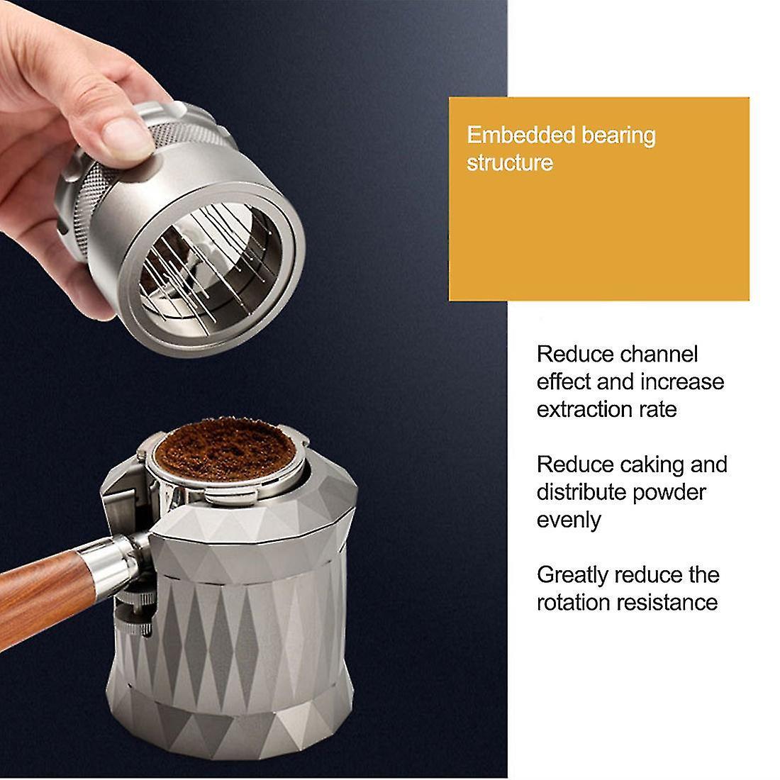 51mm Coffee Aluminum Alloy 22 Needle Cloth Powder Stirrer Grey