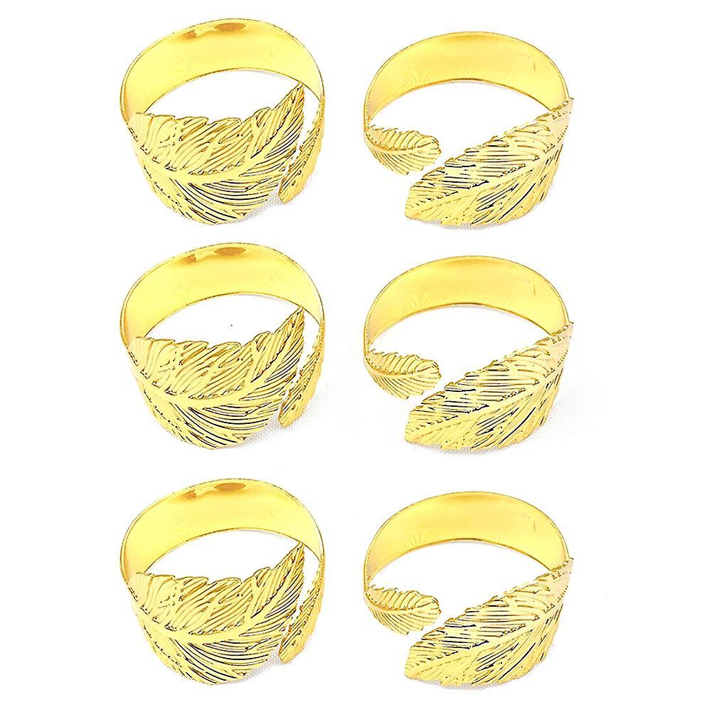 Napkin Rings Set Of 6, Metal Napkin Rings for Holiday Party Gold
