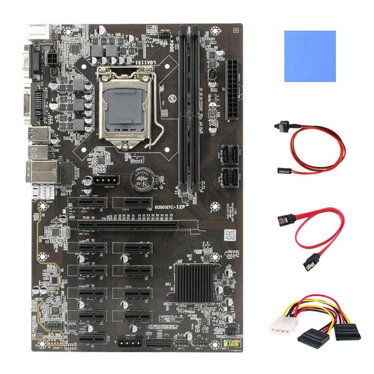B250 Btc Mining Motherboard with Thermal Pad+4pin to Sata Cable+sata