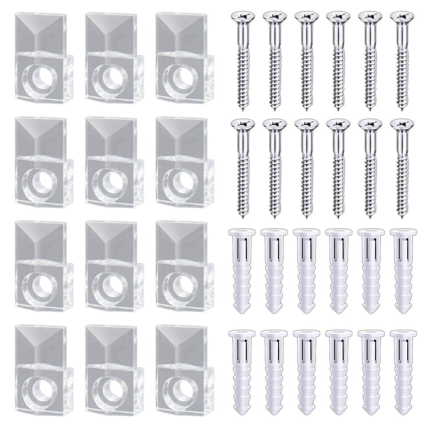 22 Sets Mirror Holder Clips Kit Crystal Clear Plastic Glass Retainer