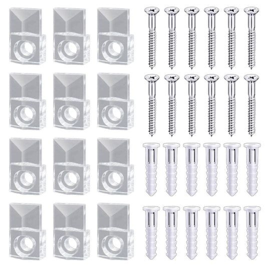22 Sets Mirror Holder Clips Kit Crystal Clear Plastic Glass Retainer