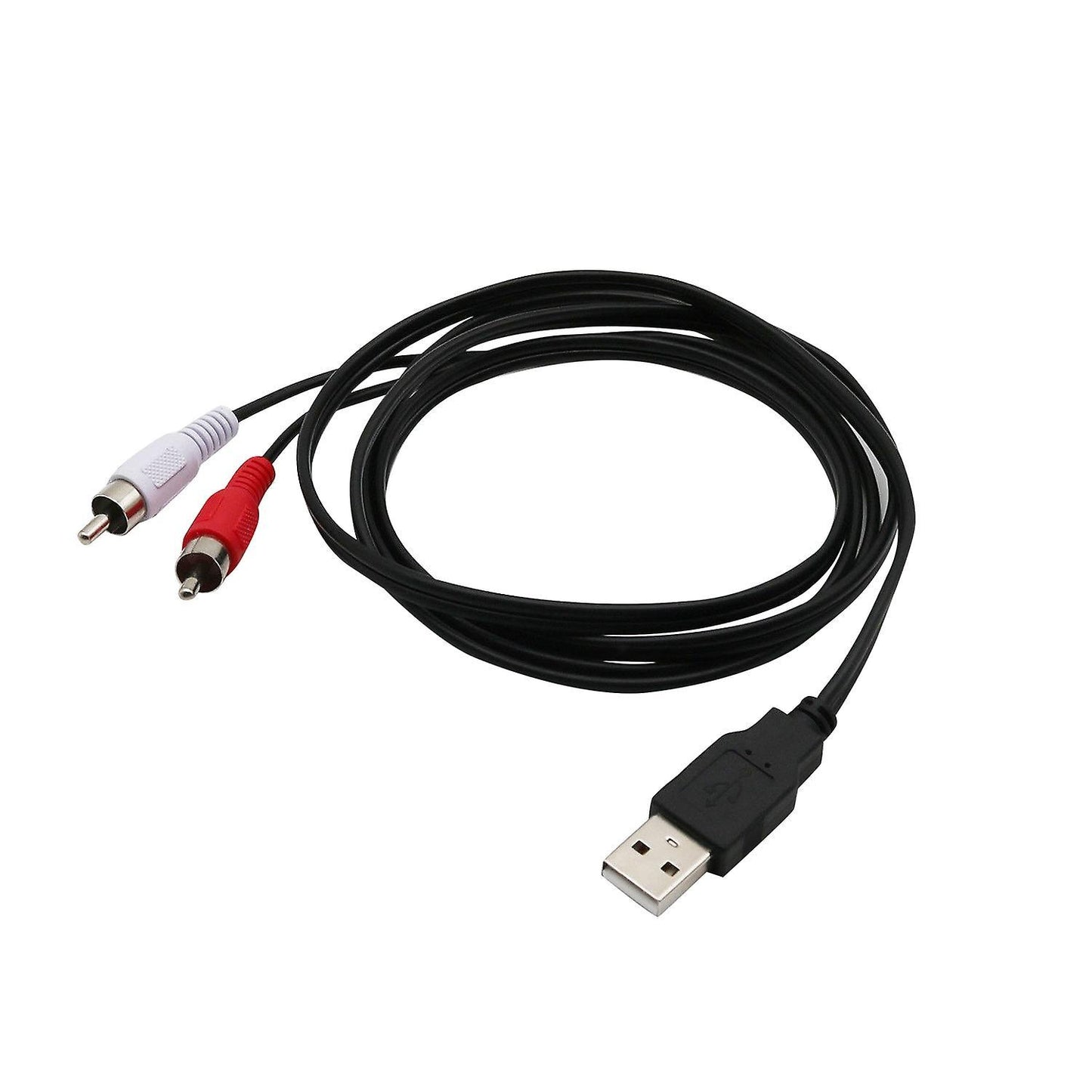 1.5m Usb A Male to 2x Rca Phono Av Cable Tv Aux Audio Video Adapter