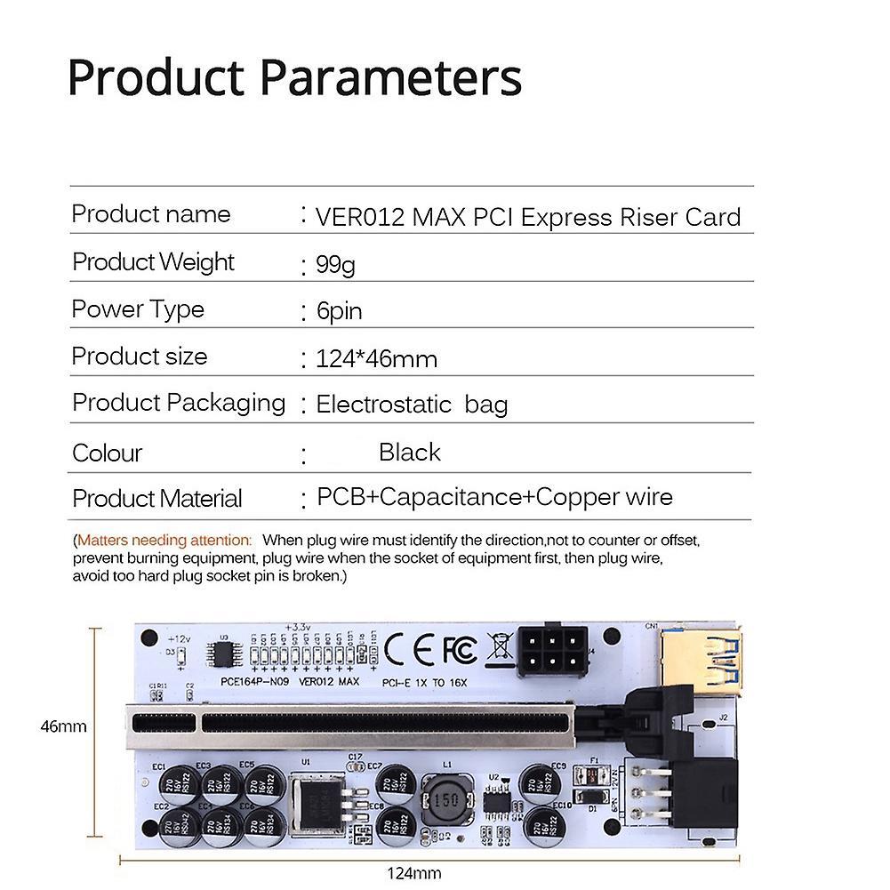 Ver012 Max Pci-e X1 to X16 Extender Riser for Video Card for Mining
