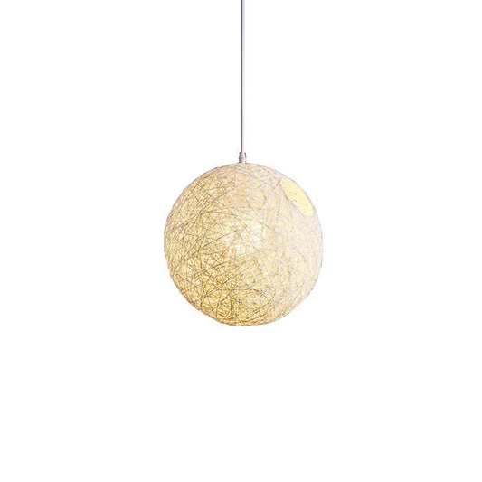 White Bamboo, Rattan Chandelier Spherical Rattan Nest Lampshade
