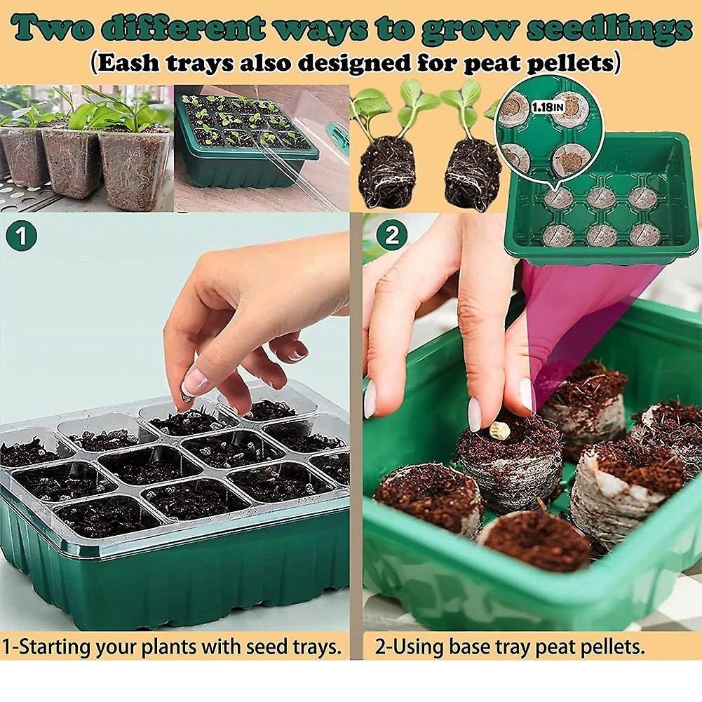 10 Pcs Seed Starter Tray,adjustable 120cell Seed Kit with Drain Hole