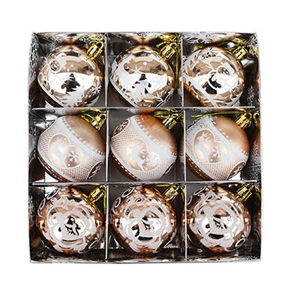 9pcs Christmas Balls Christmas Tree Decor Hanging(champagne Gold)