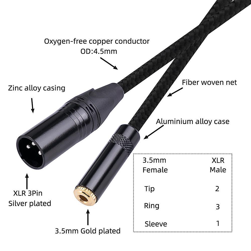 Xlr 3 Pin Male Plug to 3.5mm Trs 1/8 Inch Adapter, 1 Feet/ 0.3m