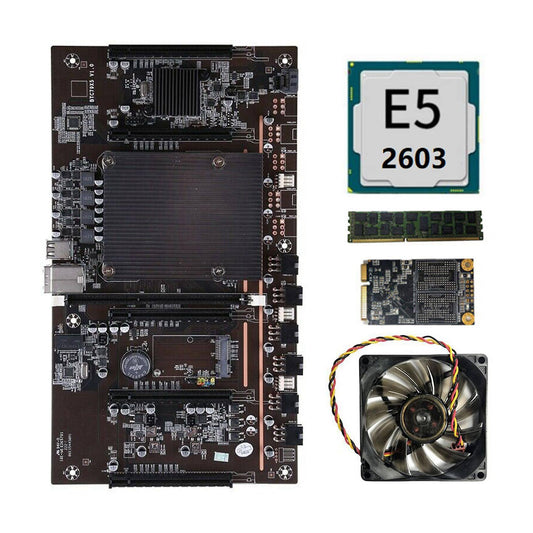 X79 H61 Btc Mining Motherboard with E5 2603 Cpu 4gb Memory 120g +fan