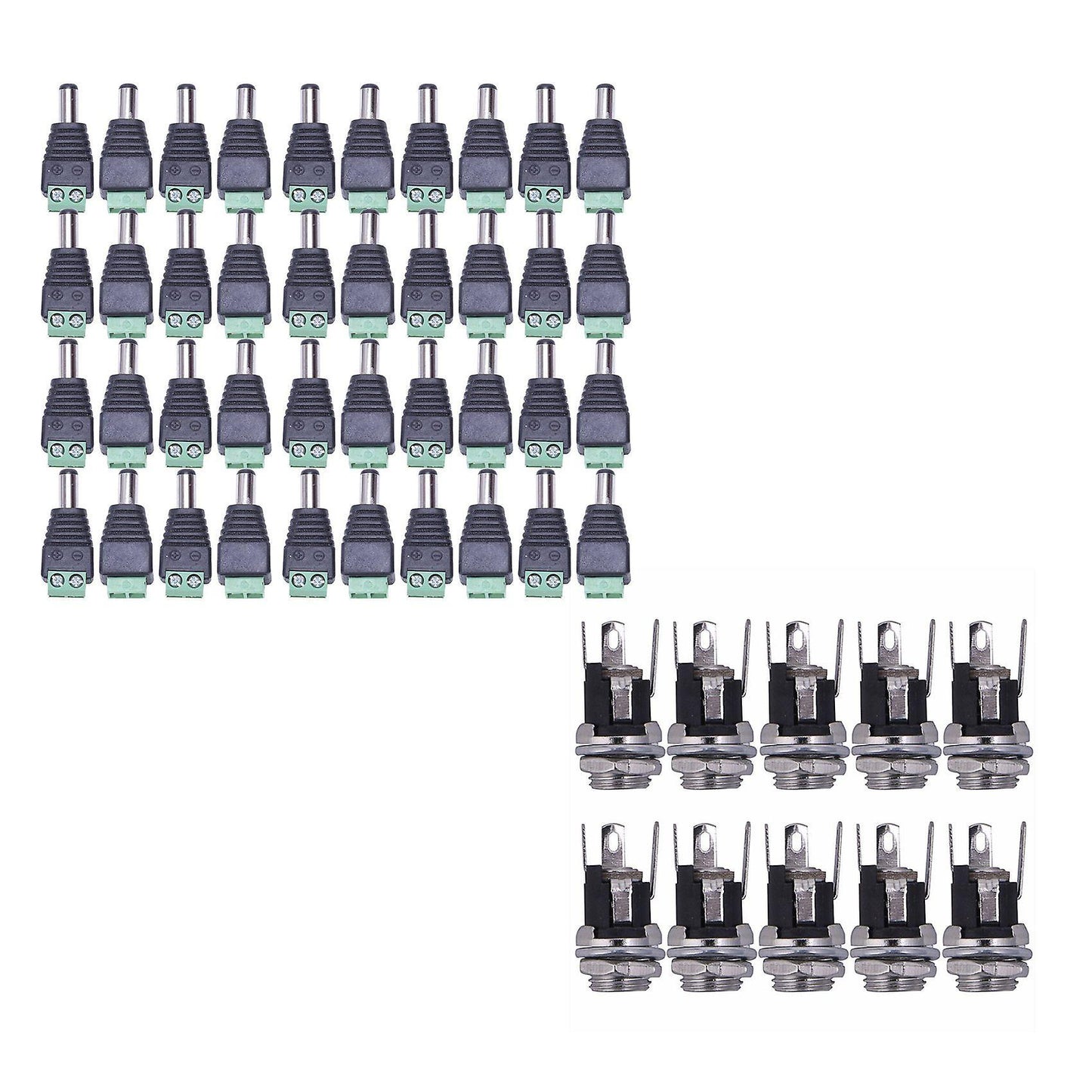 40 Pcs Dc Power Cable Female Male Plug Connector 5.5mm X 2.1mm
