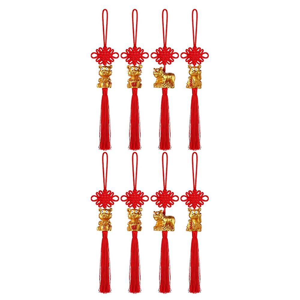 8 Pieces Chinese Knot Golden Chinese Year Of Tige Feng Shui Decor