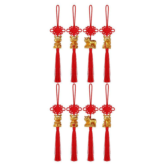 8 Pieces Chinese Knot Golden Chinese Year Of Tige Feng Shui Decor