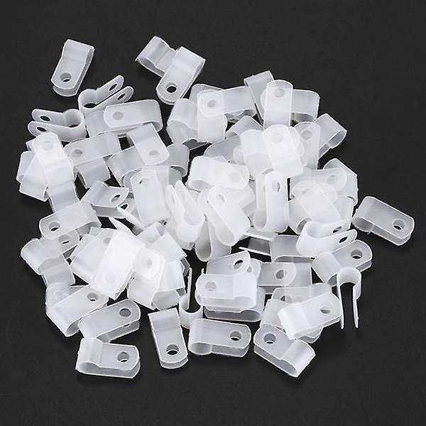 R Type Fastener Harness 6.4mm Wire Cable Tube Hose Clip Clamp 100 Pcs