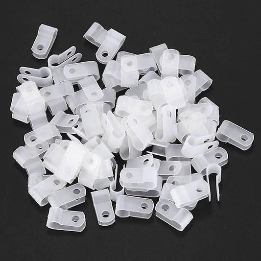 R Type Fastener Harness 6.4mm Wire Cable Tube Hose Clip Clamp 100 Pcs