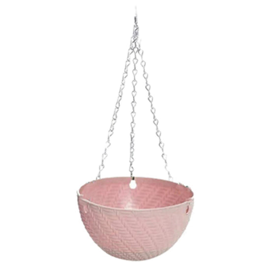 Plastic Hanging Basket 16x10cm Garden Plant Chain Planter (pink)