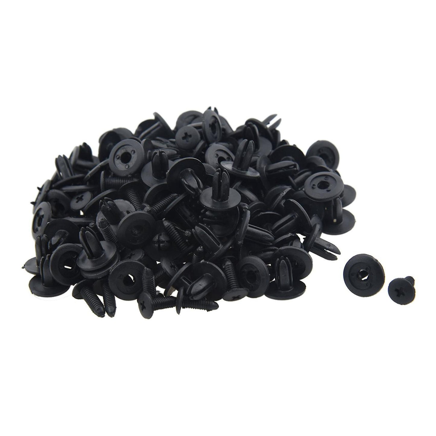 100 Pcs Car Fender Push Type Black Plastic Rivets Fastener