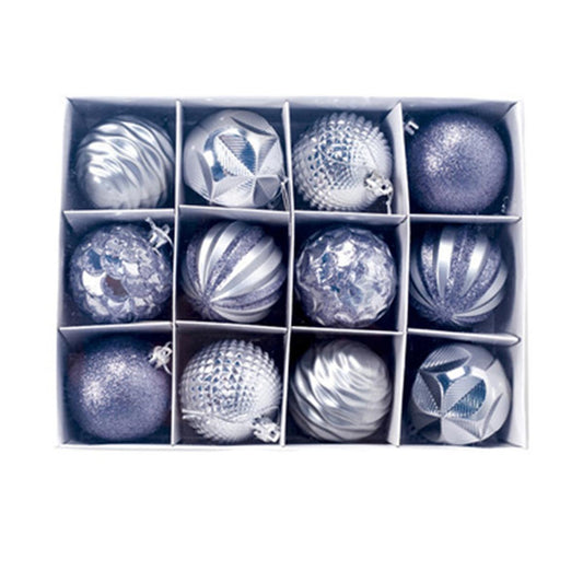 12pcs Boxed Christmas Ball Glitter Baubles Balls Ornament Pendant D