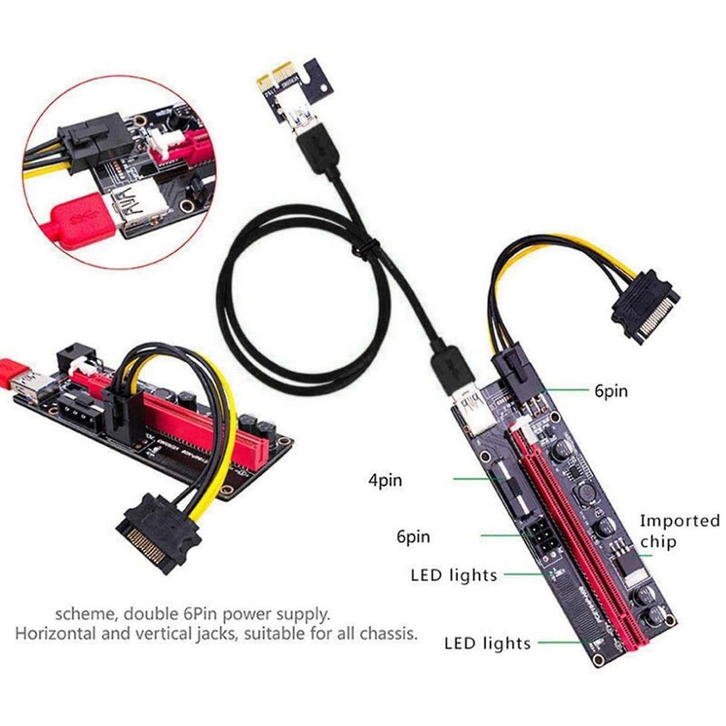 Pci-e Riser Card Express Cable 1x to 16x Cable 60cm(white Line)