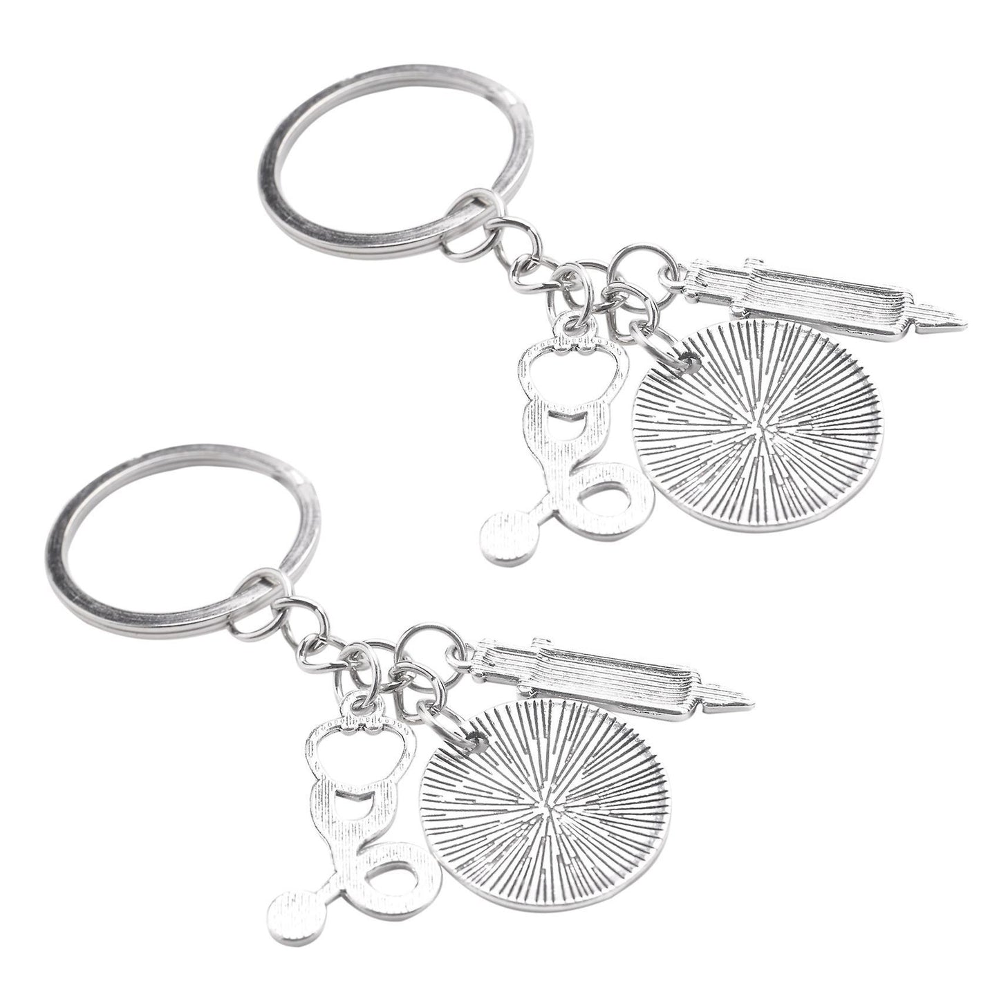 Syringe Stethoscope Keychain Chain Keyring Doctor Nurse Physicians