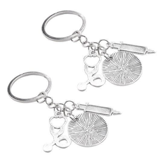 Syringe Stethoscope Keychain Chain Keyring Doctor Nurse Physicians