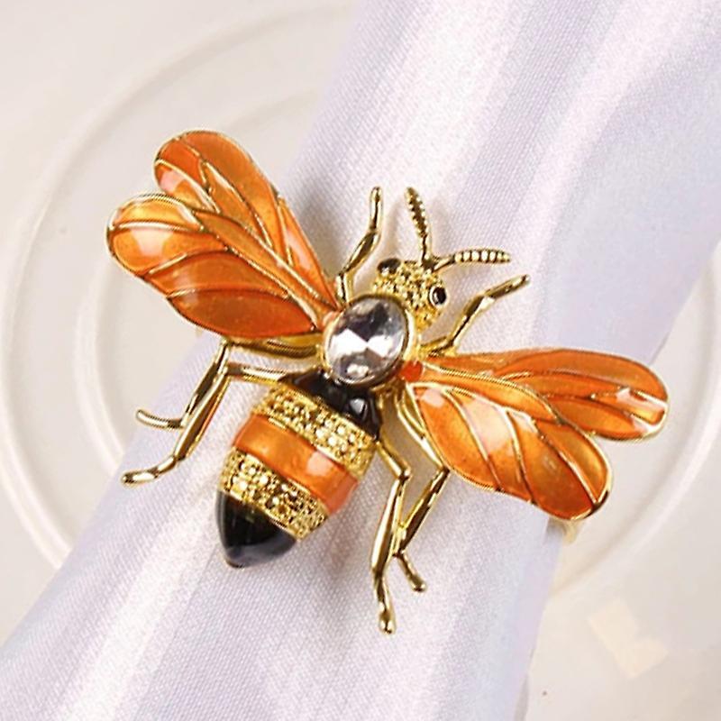 6pcs Napkin Buckle Alloy Green Insect Dragonfly Napkin Ring