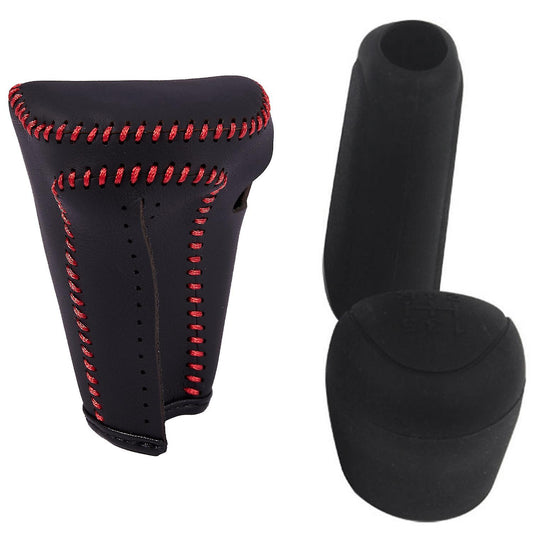 2pcs Car Hand Brake Case Silicone Gear Head Shift Knob Cover(black)
