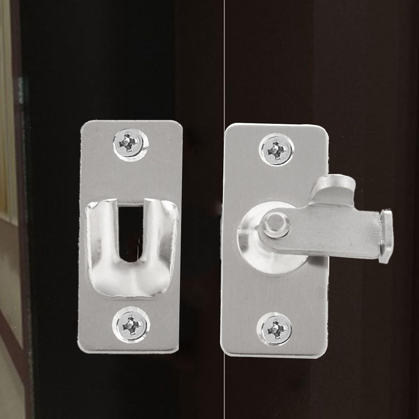 2x Right Angle Lock 90 Degree Door Buckle for Bathroom Barn Door