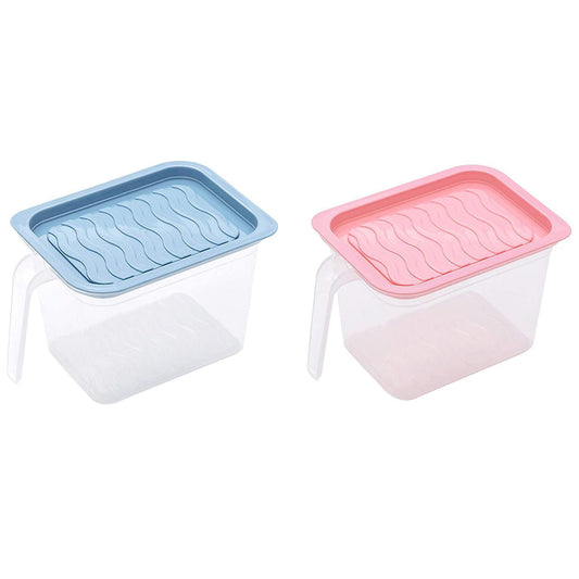 2pcs Refrigerator Multi-layer Fresh-keeping Box Storage (blue+pink)