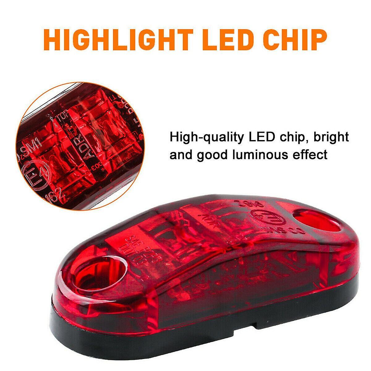 5pcs Red Led 2.5inch 2 Diode Light Trailer Truck Side Marker Lamp