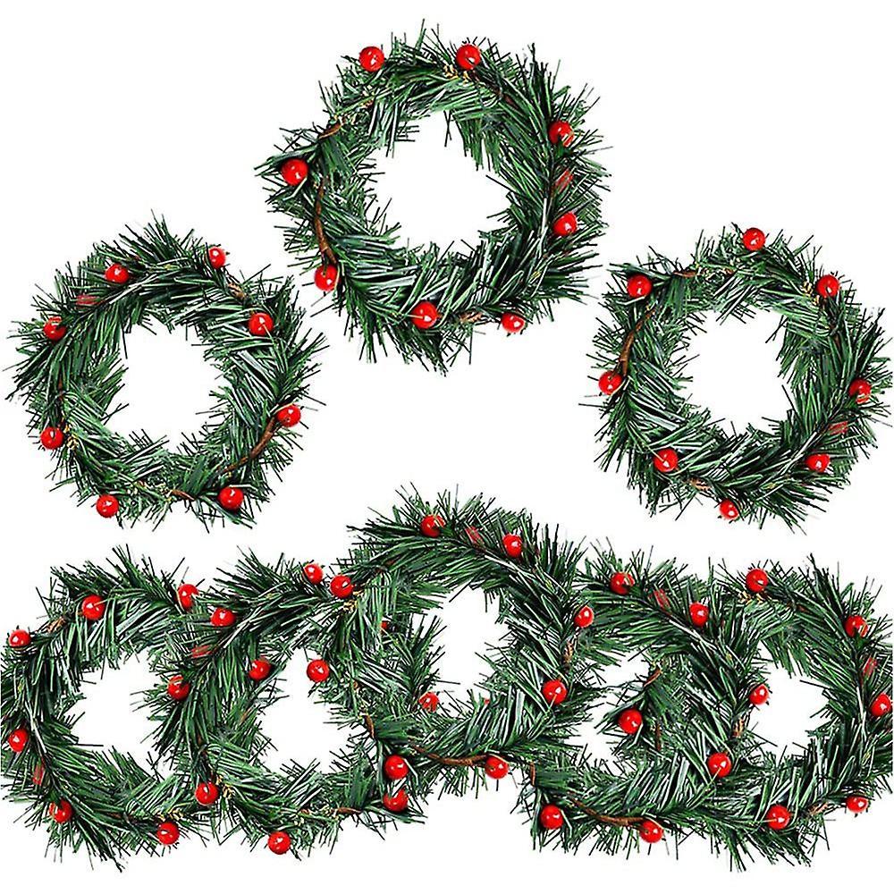 8 Pcs Holly Berry Candle Ring for Christmas Garland Ornaments Decor