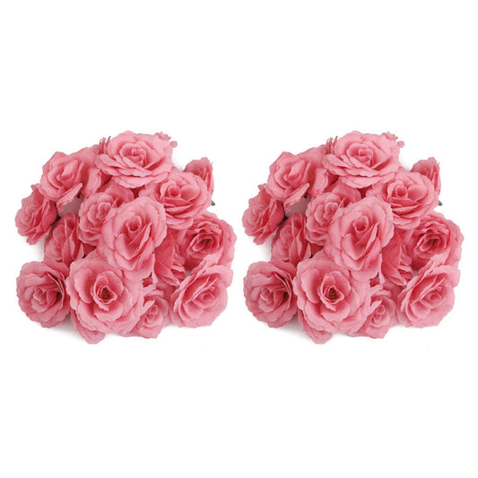 40x Rose Fleur Artificielle Corolle Decoration De Mariage(rose)