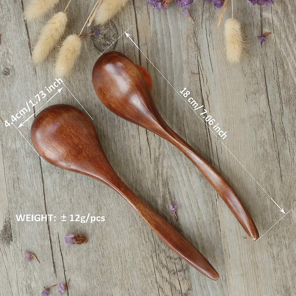 Wooden Spoons for Eating, 6 Pieces Natural Wood Eating Spoon