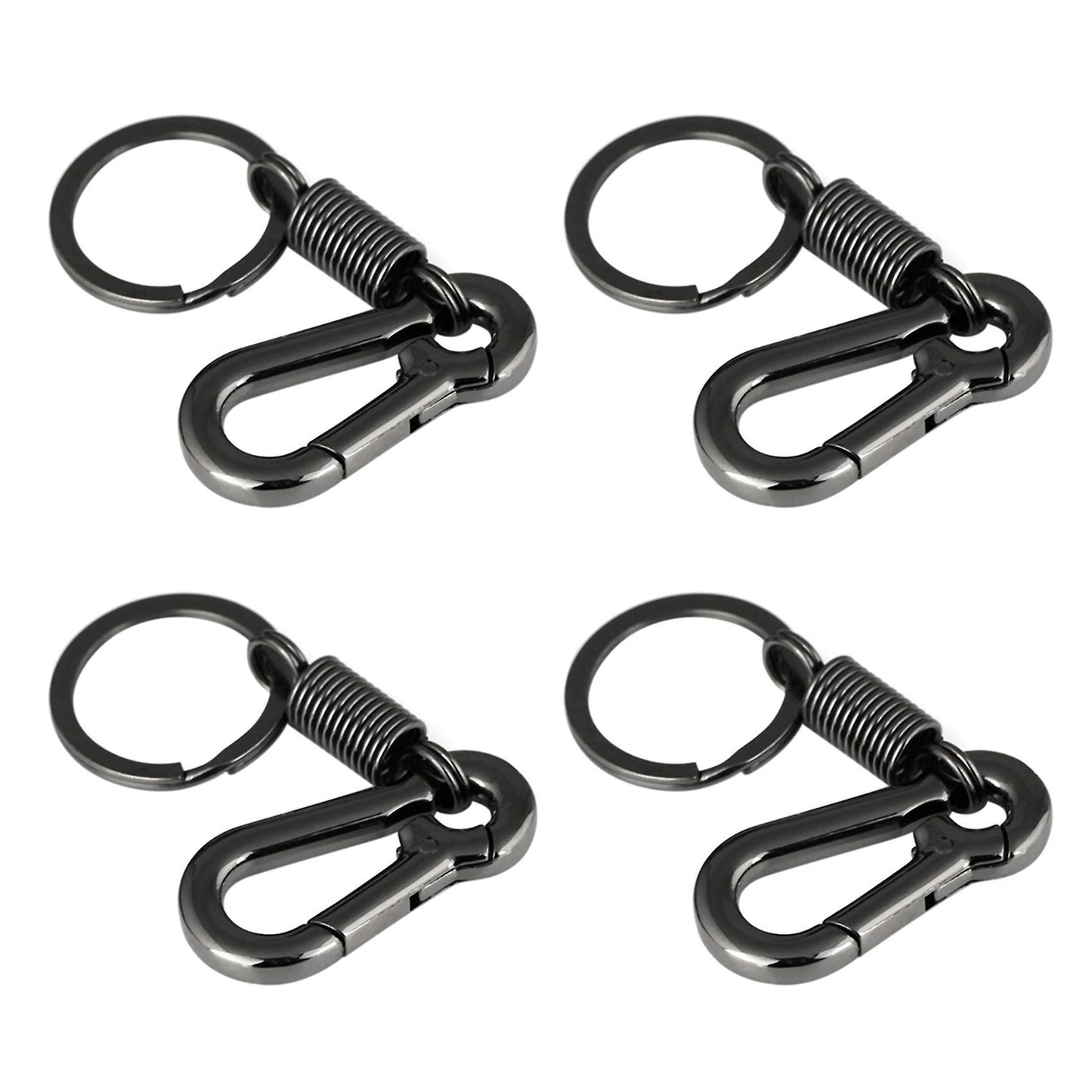 4x Sturdy Carabiner Key Chain Key Ring Polished Key Chain, Black