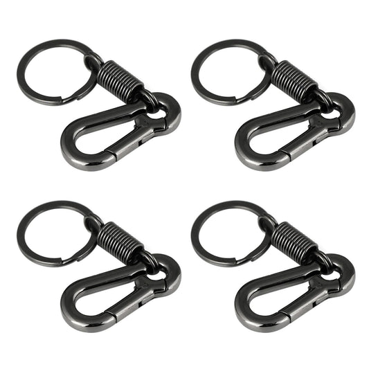 4x Sturdy Carabiner Key Chain Key Ring Polished Key Chain, Black