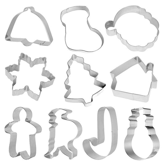 10-piece Set Of Christmas Stainless Steel Biscuit Cutting Household