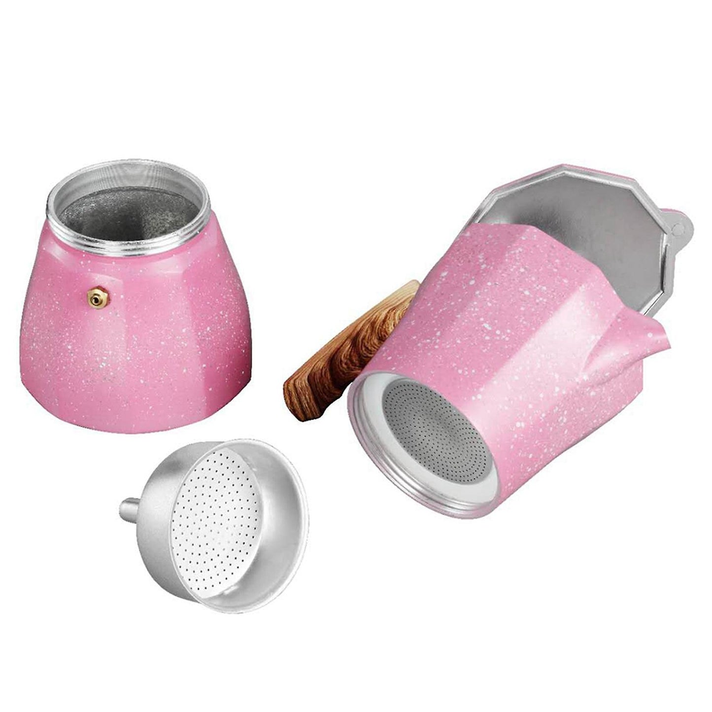 Latte Mocha Percolator Pot Stovetop Coffee Maker 300ml Pink
