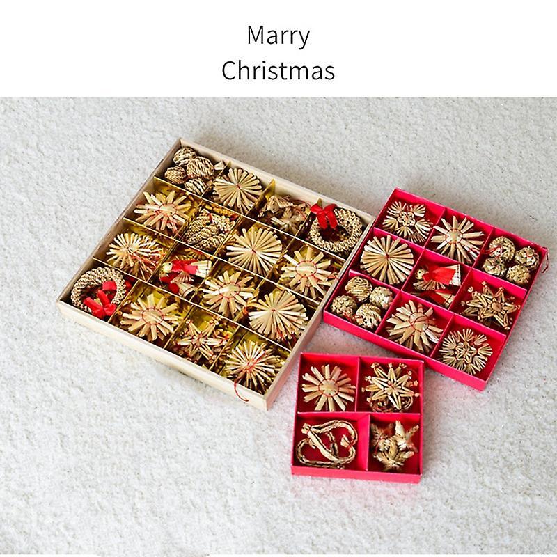 1set Christmas Straw Pendant Christmas Tree Ornaments B