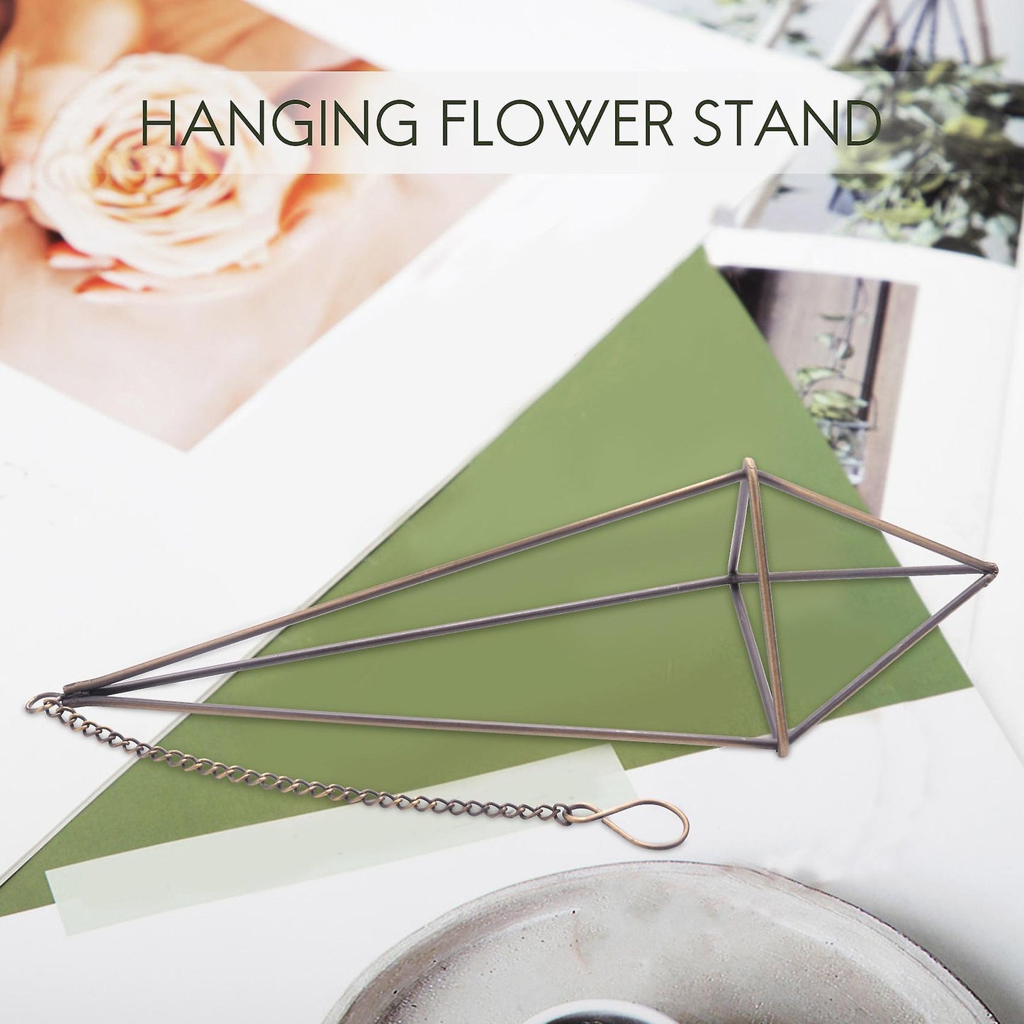 1 Pack Hanging Air Plant Holder for Tillandsia with Chains Bronze