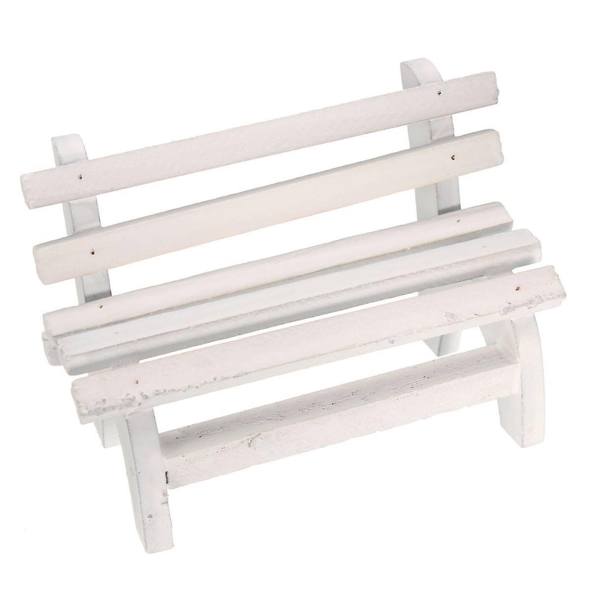 Miniature Landscape Diy Craft Garden Decor Wooden Chair Bench White