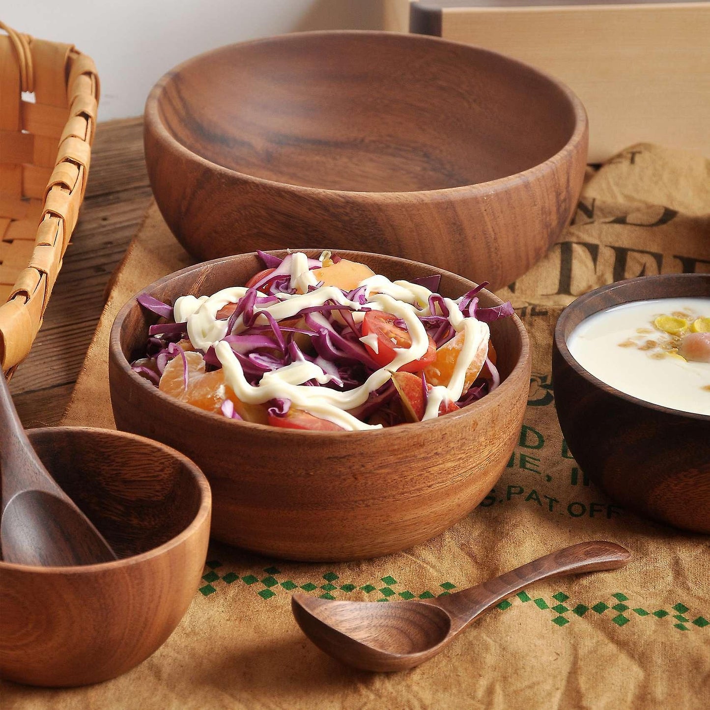 Acacia Wood for Fruits, Noodle, Salad Wooden Spoon 6.1x1.5inch