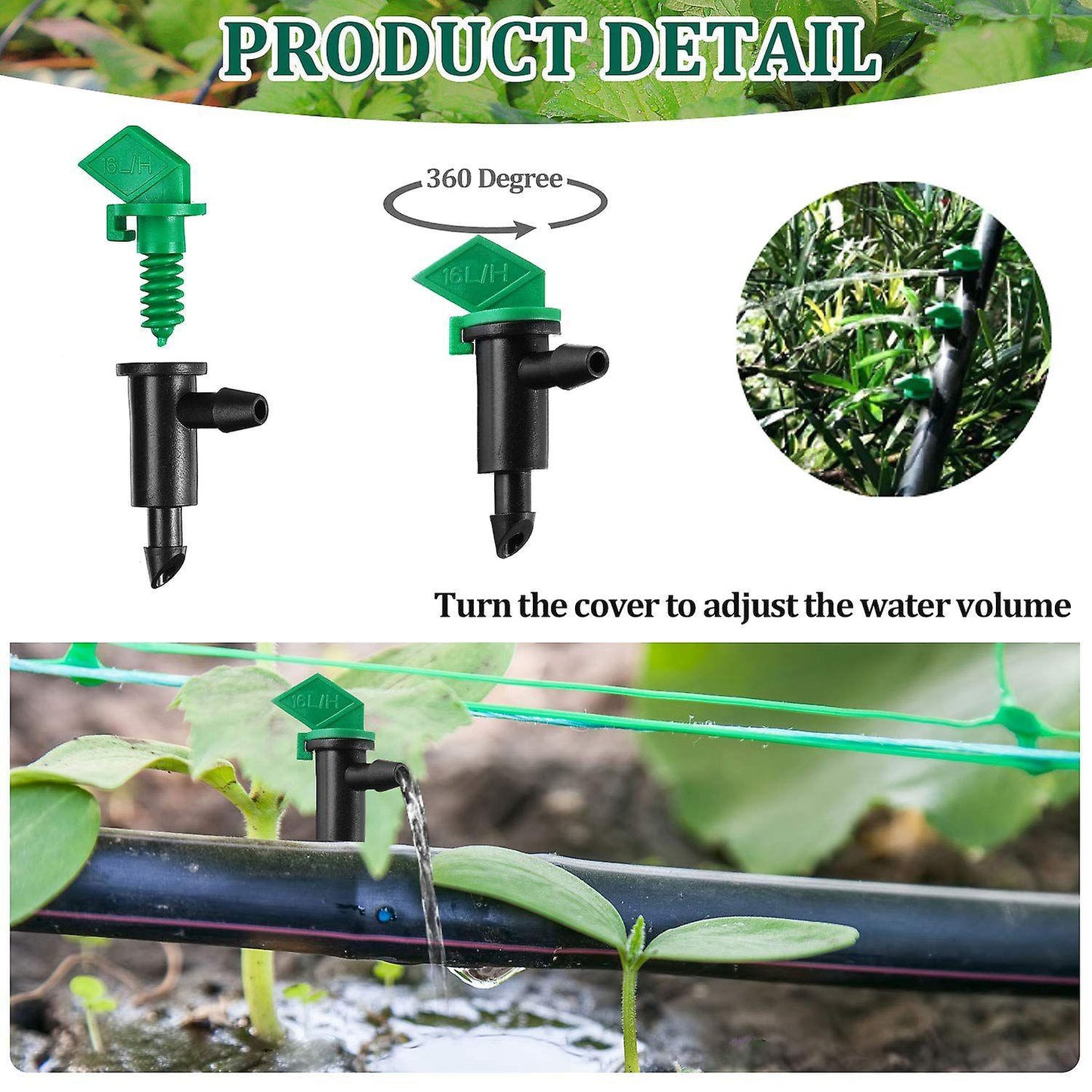 60 Pieces 4gph Removable Drip Sprinkler Garden Irrigation Dripper