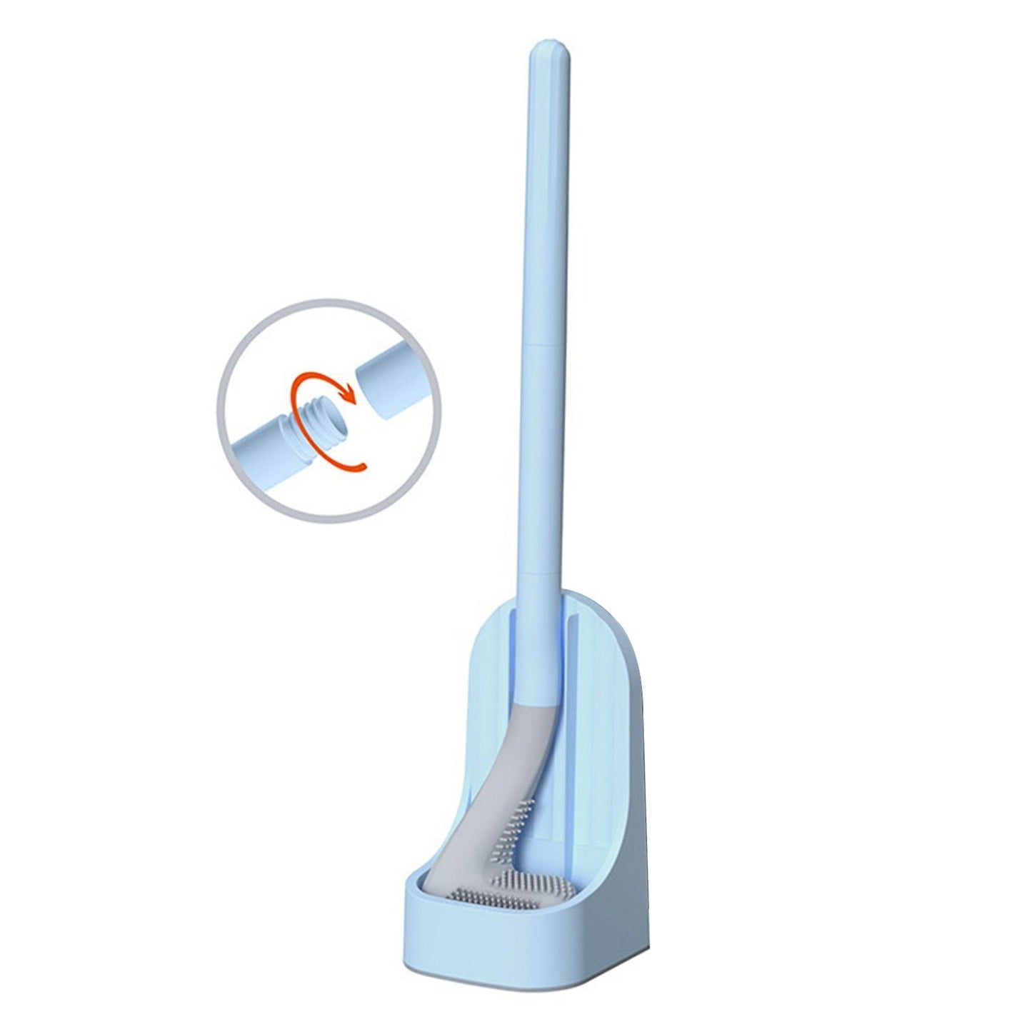 Golf Silicone Long Handled Toilet Tpr Brushes with Holder Set ,blue