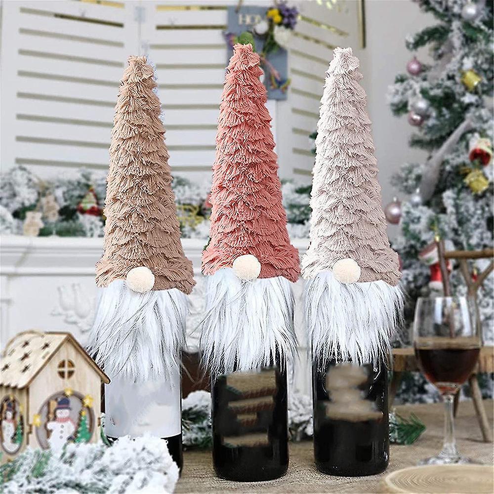 Christmas Hat Champagne Bottle Cover for Dinner Table Decor(gray)