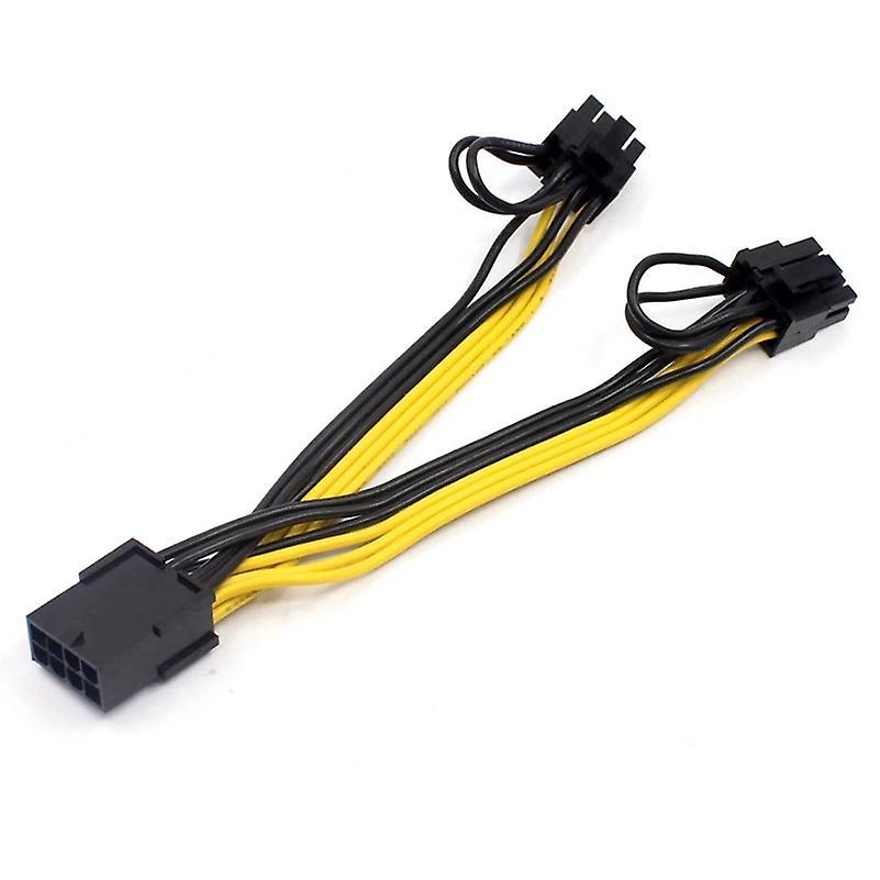 Eps Cpu 8pin to 2-port Pcie Dual Pci-e 6+2pin Y Splitter Cord 20cm