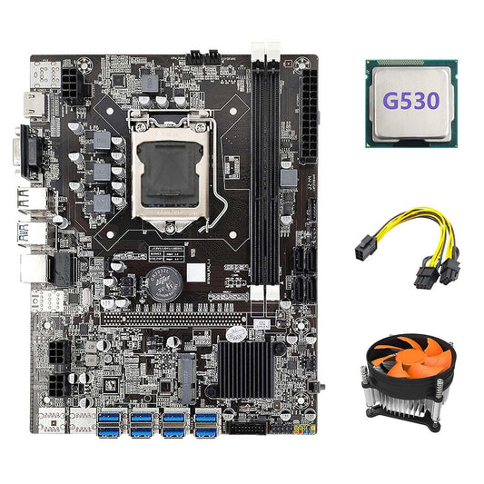 B75 Usb Eth Motherboard 8xpcie to Usb+g530 Cpu+6pin to Dual 8pin