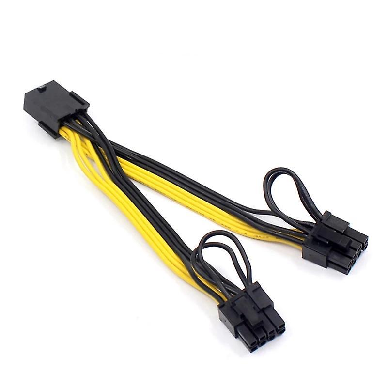 Eps Cpu 8pin to 2-port Pcie Dual Pci-e 6+2pin Y Splitter Cord 20cm