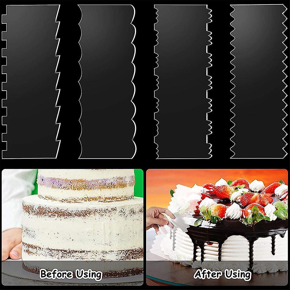 4pcs Transparent Acrylic Cake Scraper Kitchen Baking Tools Decorating
