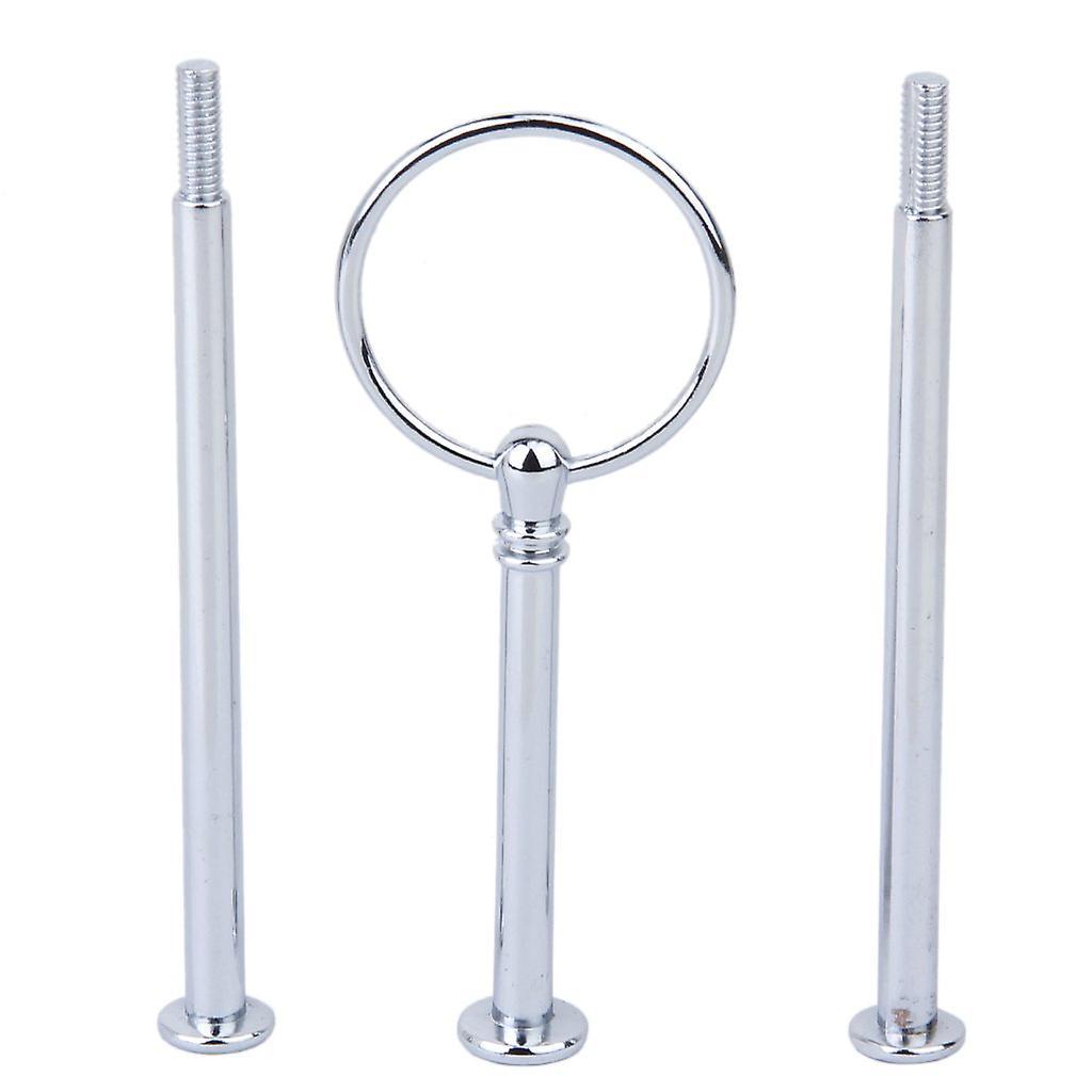 3-tier Round Ring Cake Cupcake Plate Stand Display Holder Handle Fittings (silver)