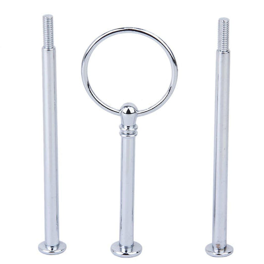 3-tier Round Ring Cake Cupcake Plate Stand Display Holder Handle Fittings (silver)